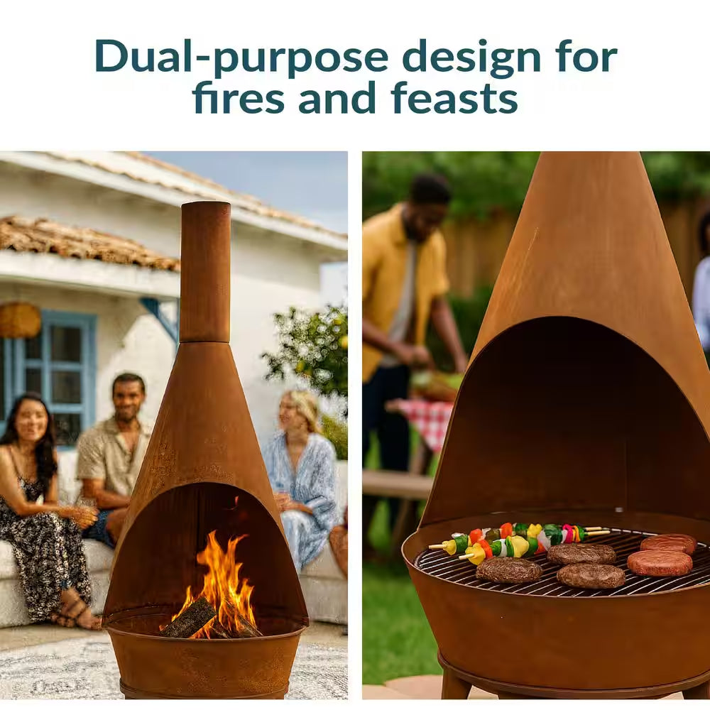 75 In. Rustic Chiminea Wood-Burning Fire Pit