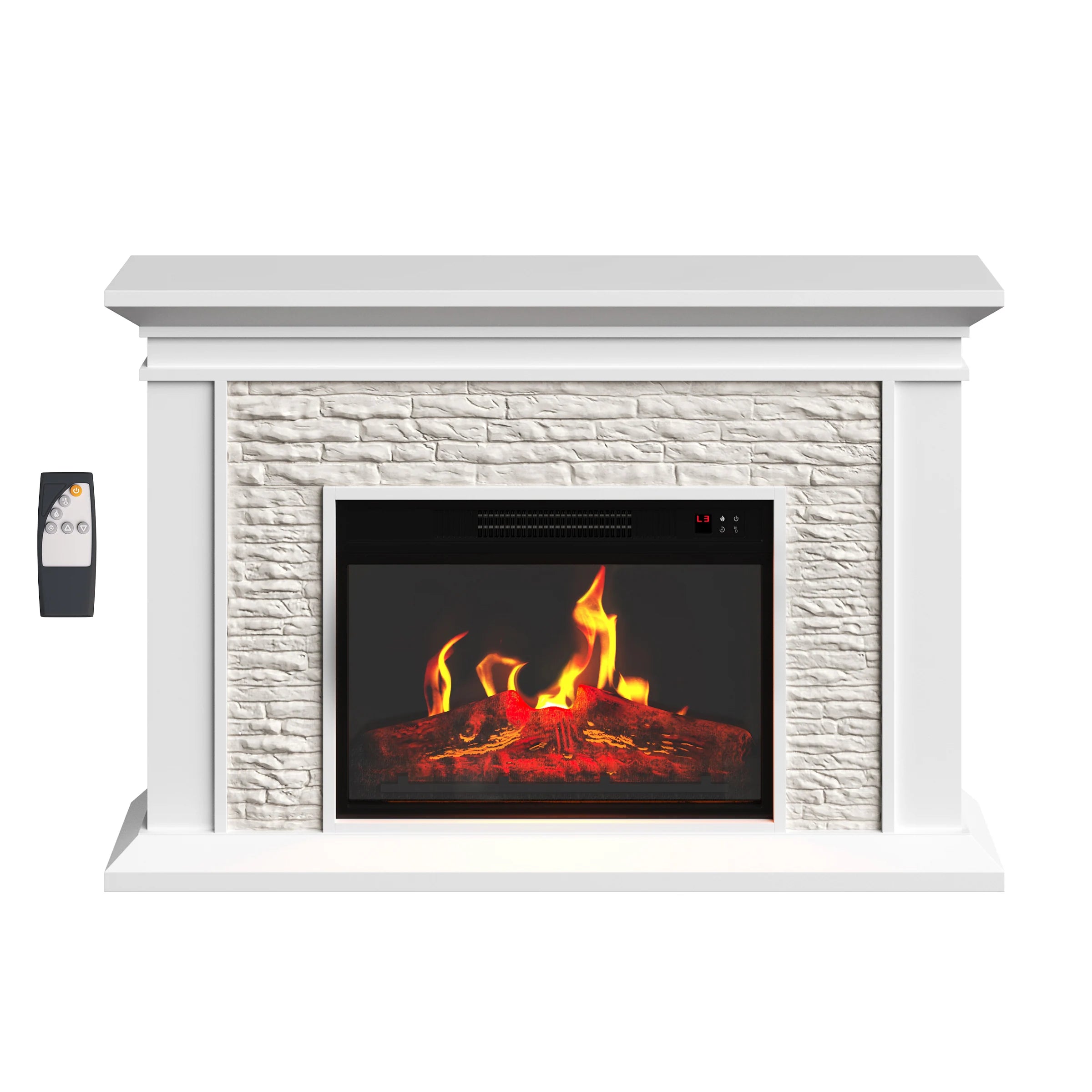 Electric Fireplace with Mantel, White