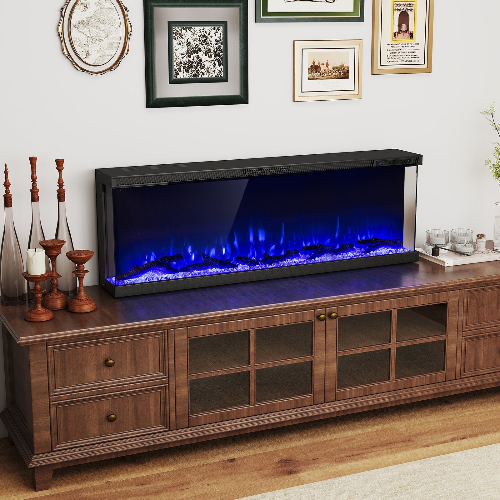 36/40/50/60 Inch Wide 3-Sided Electric Fireplace Insert with Remote Control and 12 Flame Colors