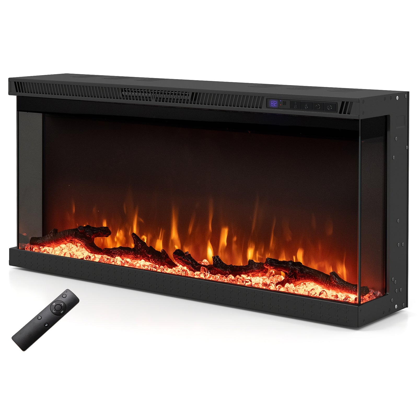 36/40/50/60 Inch Wide 3-Sided Electric Fireplace Insert with Remote Control and 12 Flame Colors