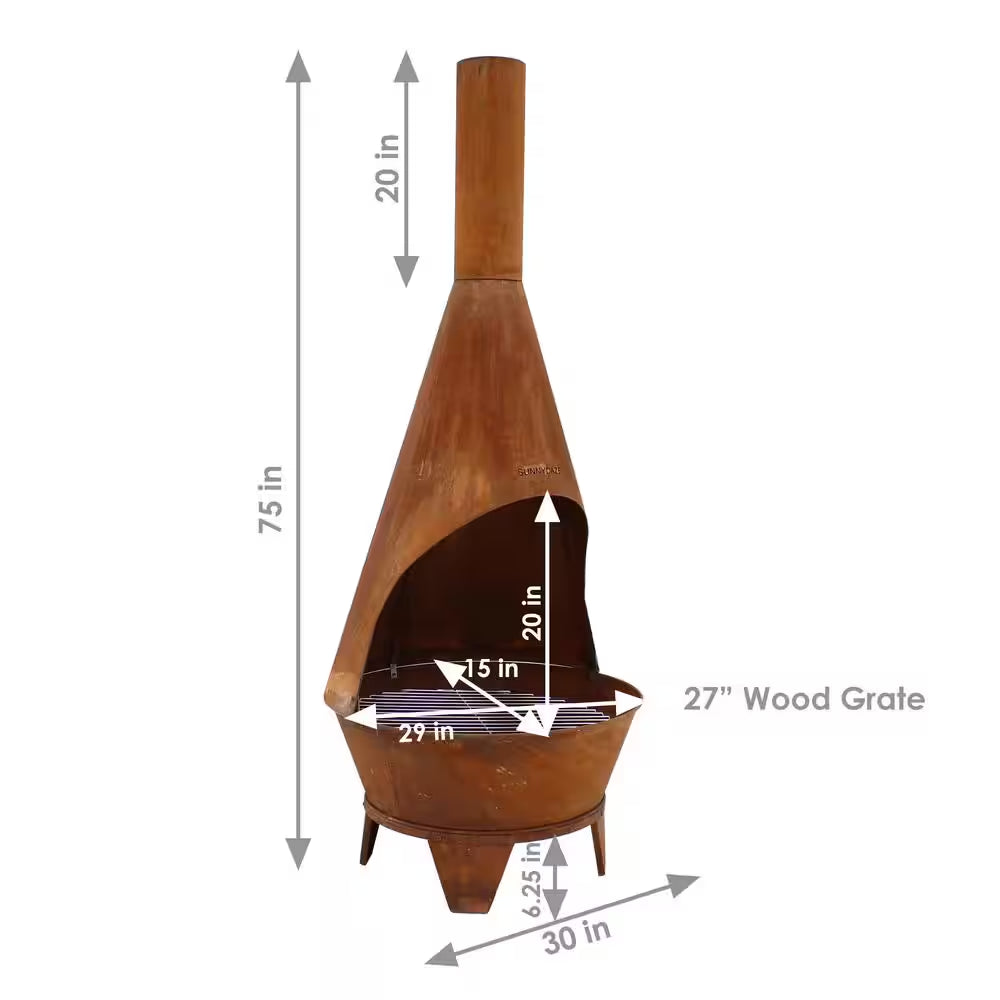 75 In. Rustic Chiminea Wood-Burning Fire Pit