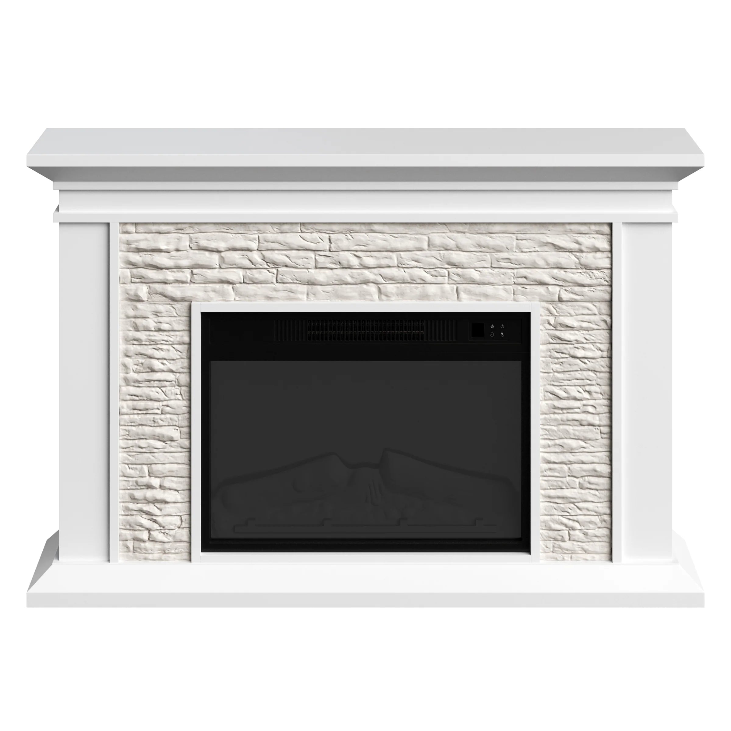 Electric Fireplace with Mantel, White
