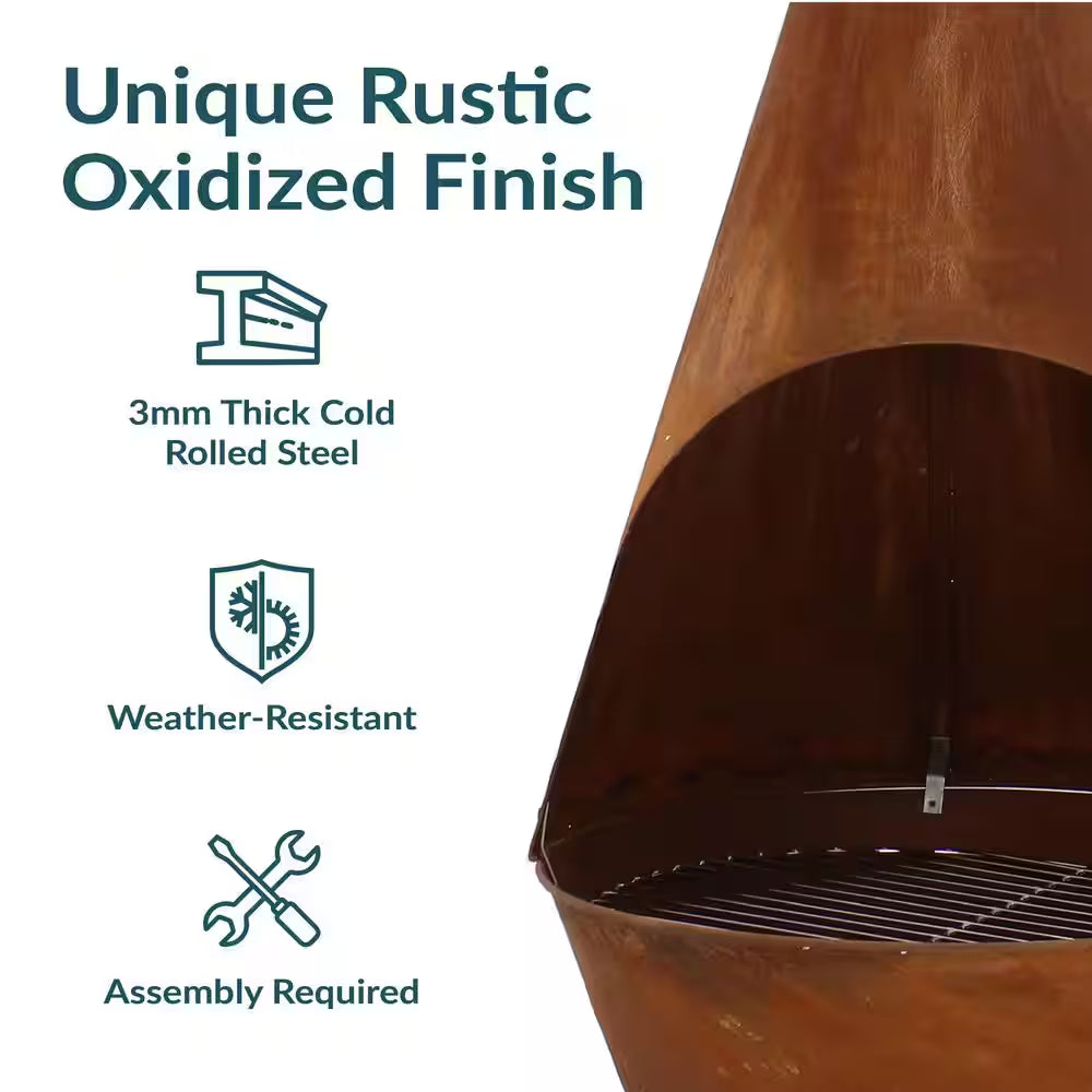 75 In. Rustic Chiminea Wood-Burning Fire Pit