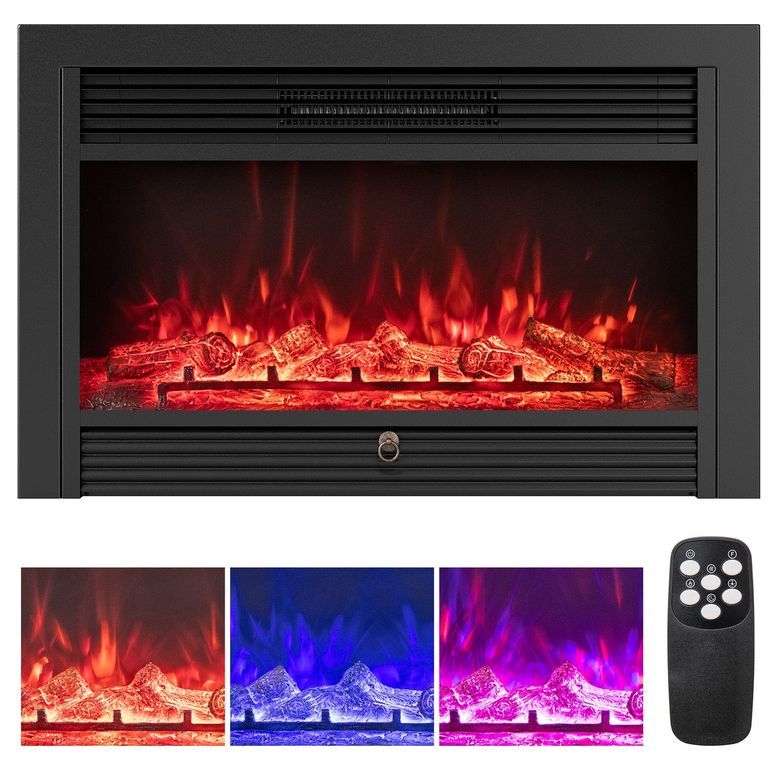 33/36-Inch Electric Fireplace Insert 750W/1500W Recessed Fireplace Heater