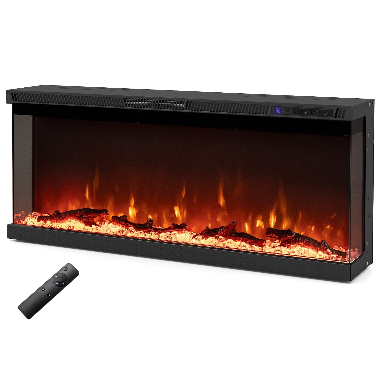 36/40/50/60 Inch Wide 3-Sided Electric Fireplace Insert with Remote Control and 12 Flame Colors