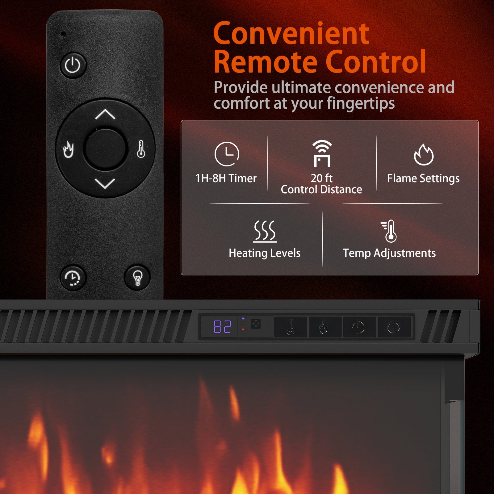 36/40/50/60 Inch Wide 3-Sided Electric Fireplace Insert with Remote Control and 12 Flame Colors