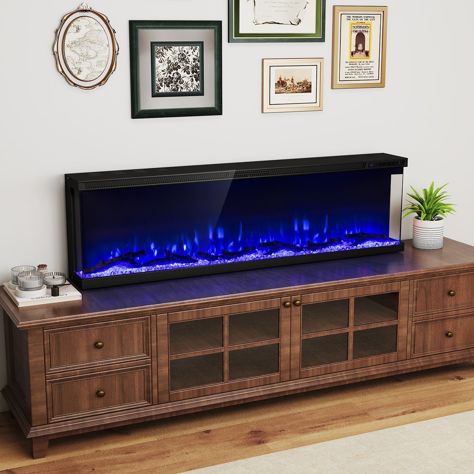 36/40/50/60 Inch Wide 3-Sided Electric Fireplace Insert with Remote Control and 12 Flame Colors