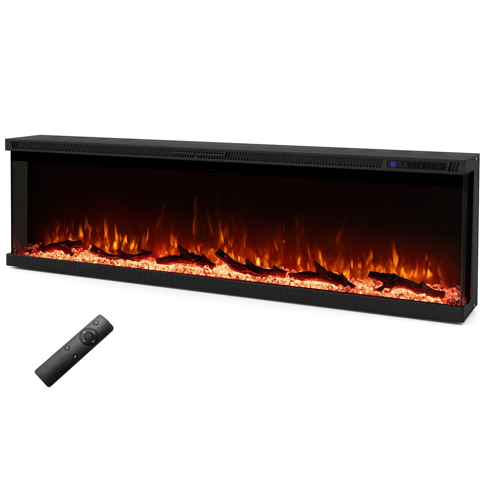 36/40/50/60 Inch Wide 3-Sided Electric Fireplace Insert with Remote Control and 12 Flame Colors
