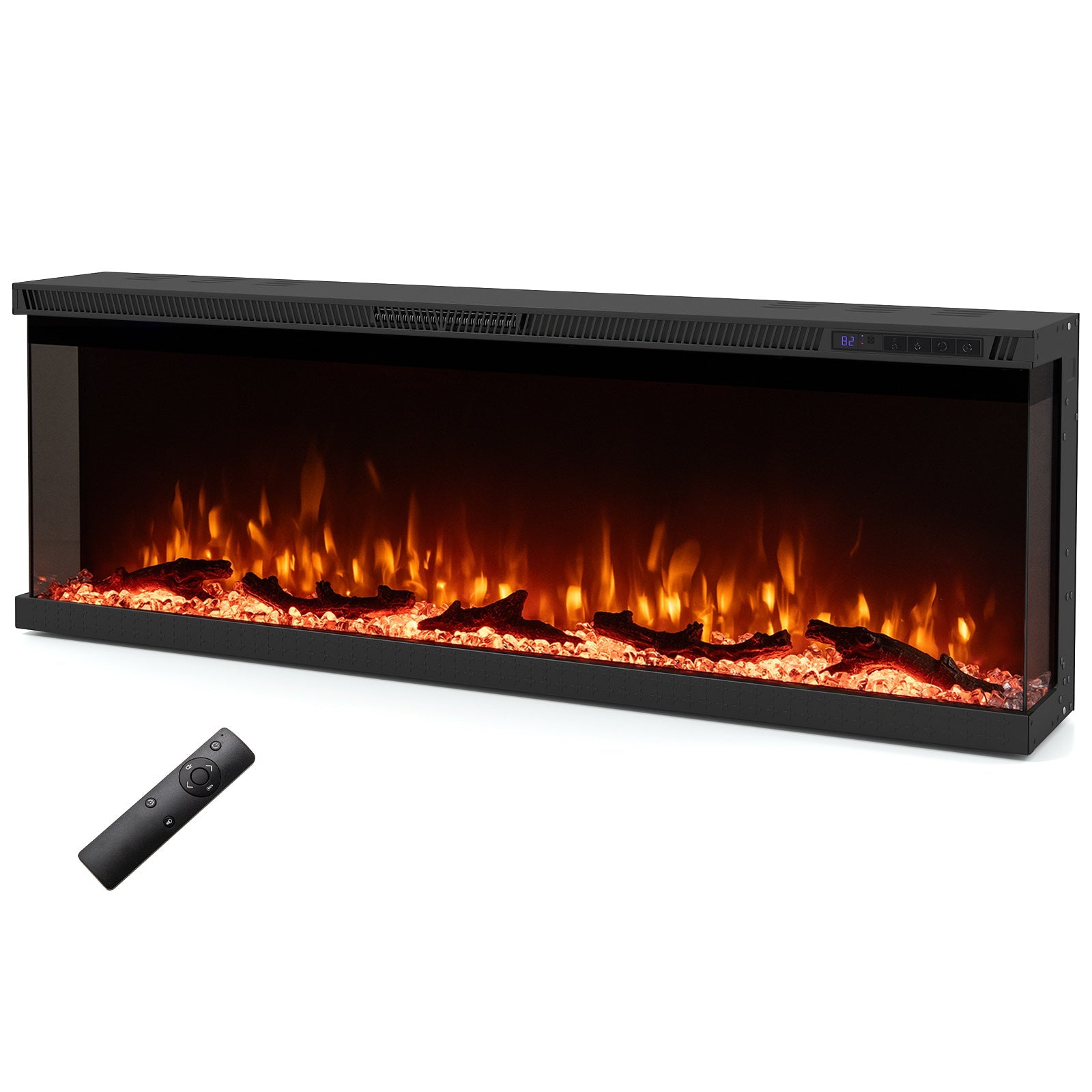 36/40/50/60 Inch Wide 3-Sided Electric Fireplace Insert with Remote Control and 12 Flame Colors