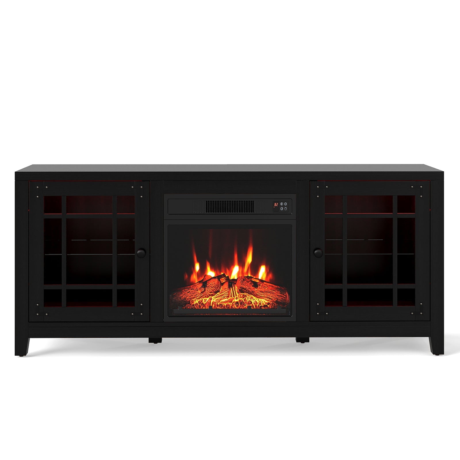 58" Fireplace TV Stand with LED Lights and 18" Electric Fireplace