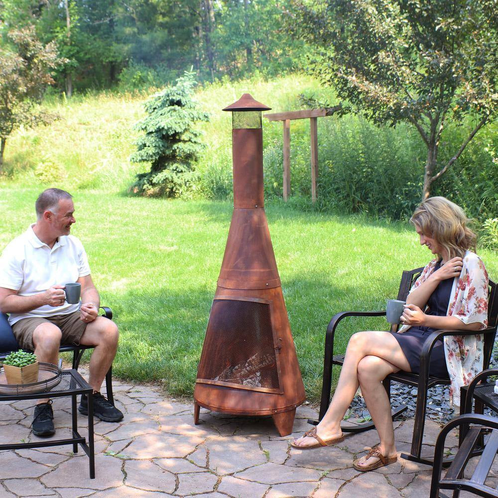 70 In. Rustic Outdoor Wood-Burning Backyard Chiminea Fire Pit