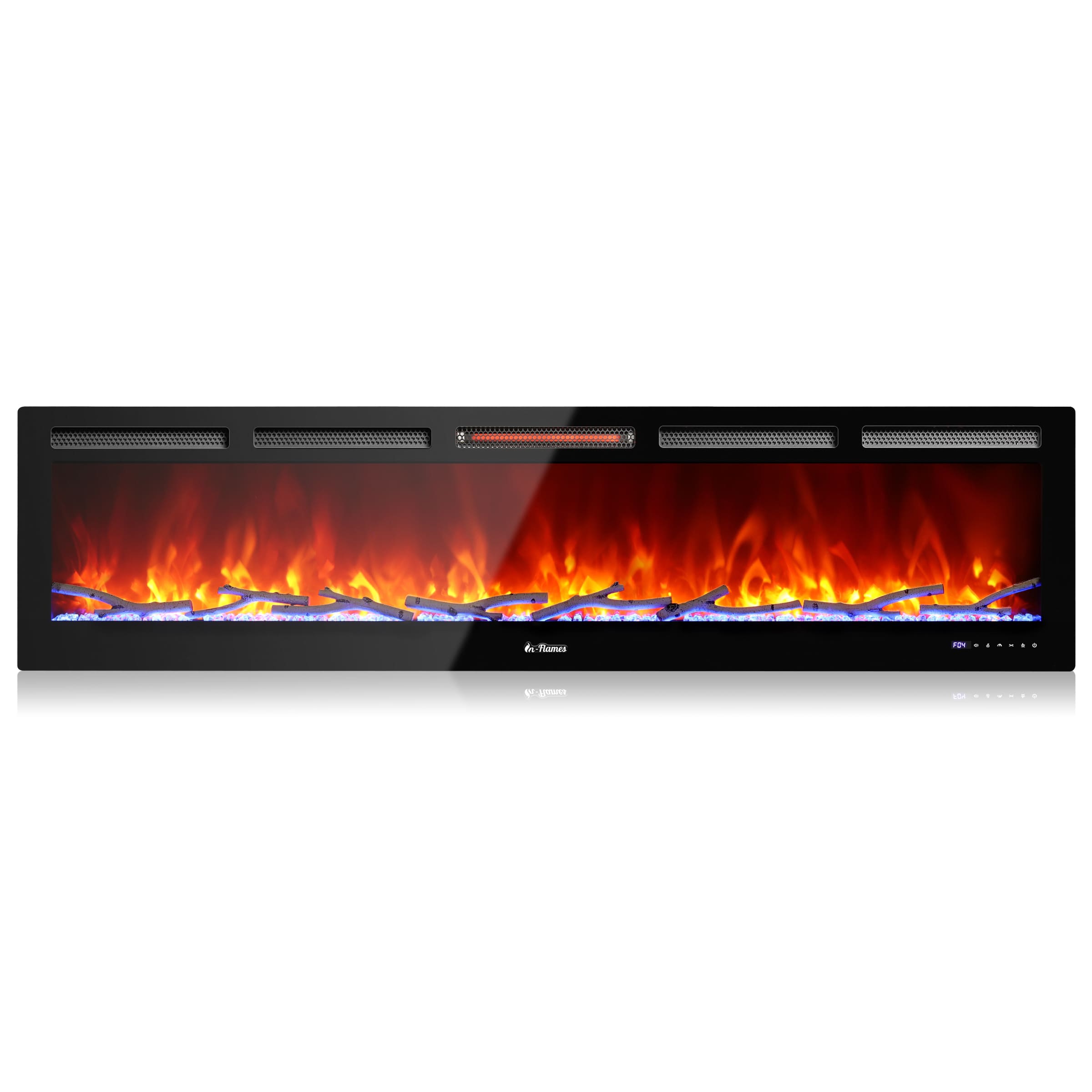 WiFi Smart Wall Mounted Electric Fireplace - Tempered Glass