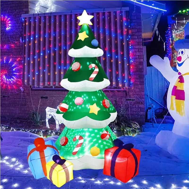 7FT Christmas Inflatable Xmas Tree With LED Lights Outdoor Ornament Christmas Gift Party New Year Indoor Decoration Toys