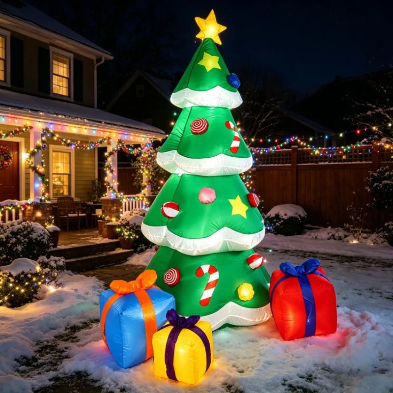 7FT Christmas Inflatable Xmas Tree With LED Lights Outdoor Ornament Christmas Gift Party New Year Indoor Decoration Toys