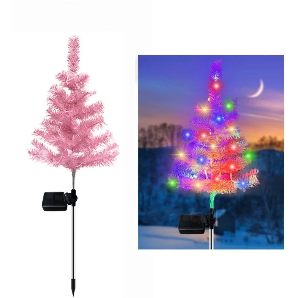 Solar Christmas Tree Outdoor Christmas Decorations Waterproof Solar Christmas Lights for Yard Front Porch Pathway Grave Decor