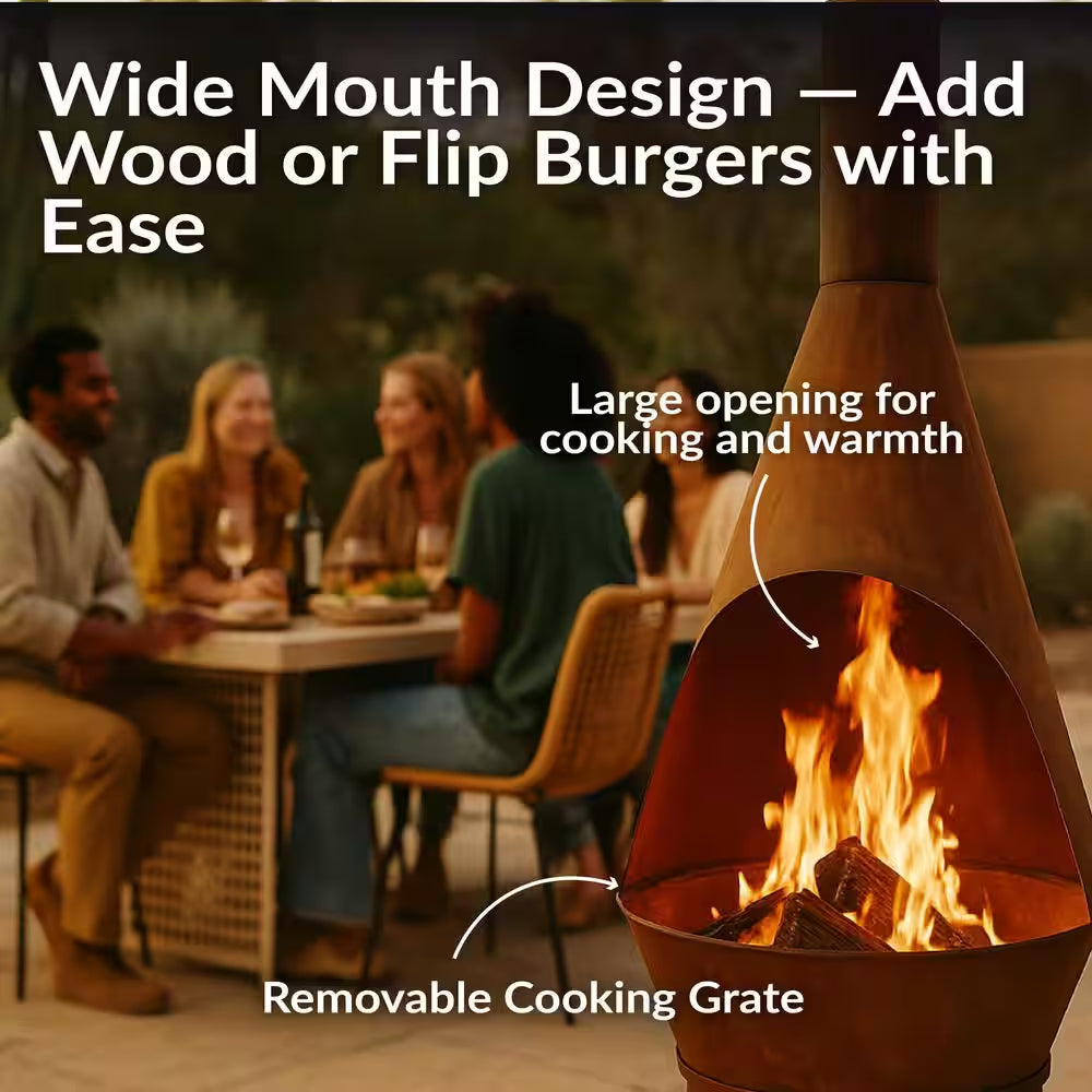75 In. Rustic Chiminea Wood-Burning Fire Pit